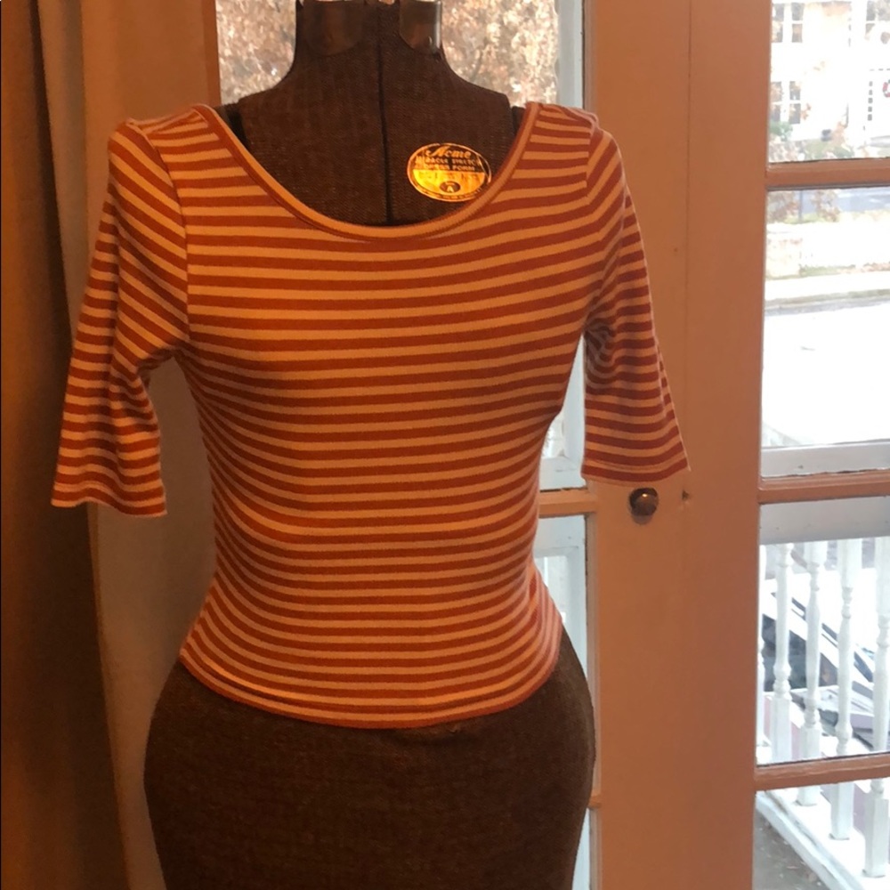 Striped coral top with low back